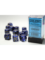 Chessex ***Dice 16mm 27627 12pc Scarab Royal Blue/Gold