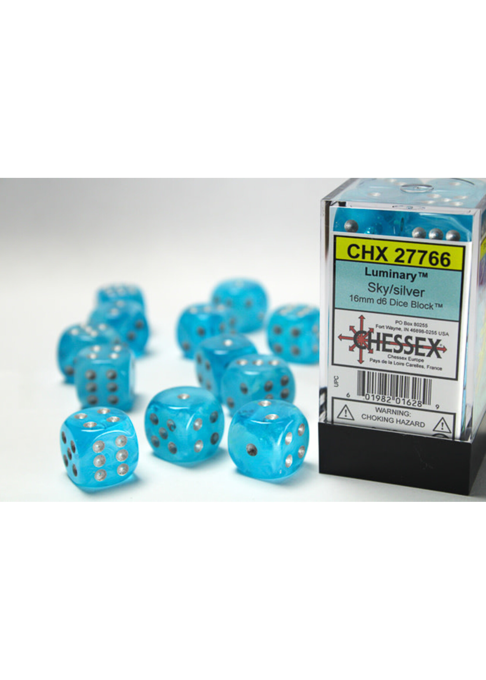 Chessex ***Dice 16mm 27766 12pc Luminary  Sky/Silver