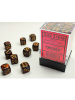 Chessex Dice 12mm 27819 36pc Scarab Blue Blood/Gold