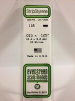 Evergreen Scale Models EVE116 Styrene .015x.125 inch Strip (10pc)