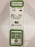 Evergreen Scale Models EVE135 Styrene .030x.100 Strip (10pc)