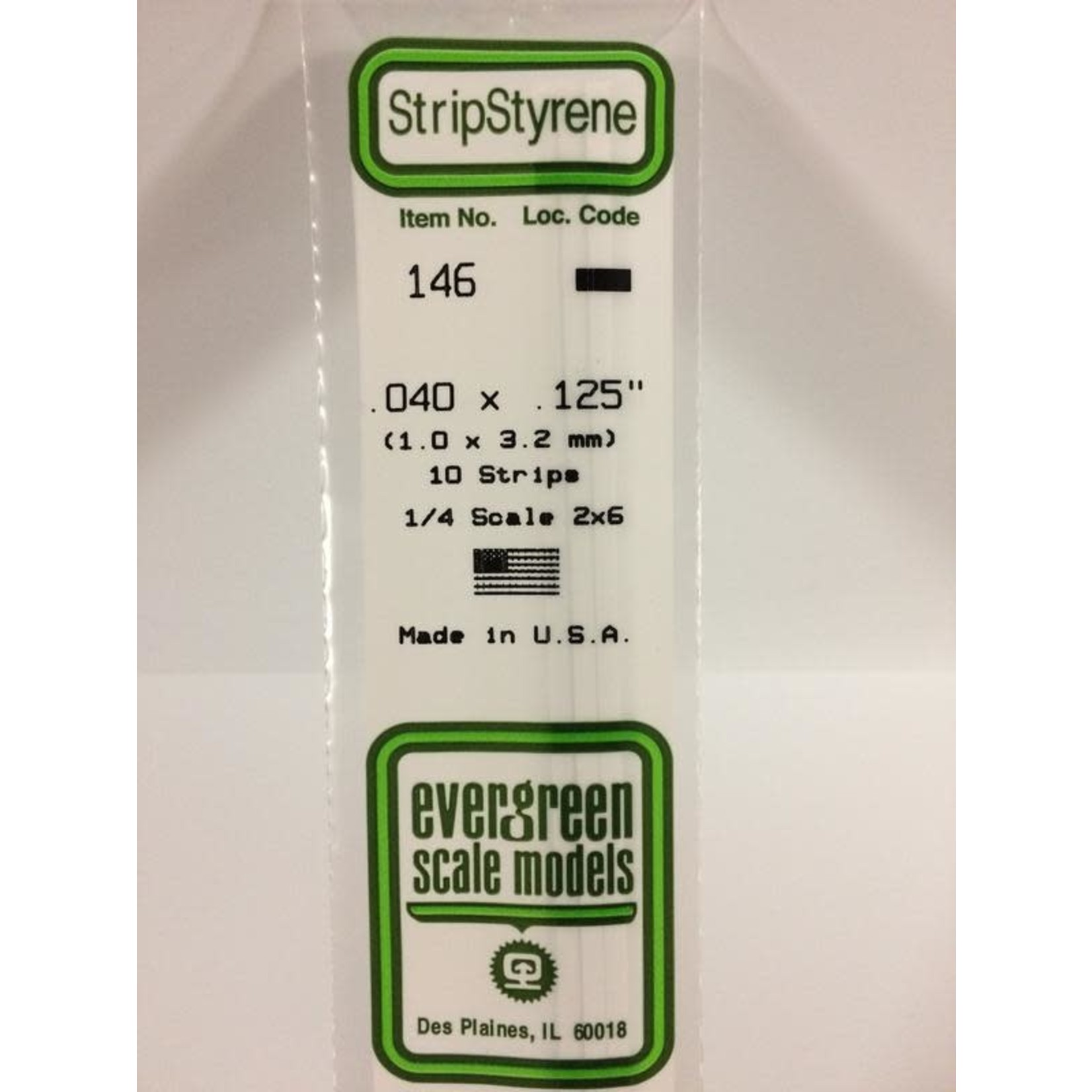 Evergreen Scale Models EVE146 Styrene .040x.125 Strip (10pc)