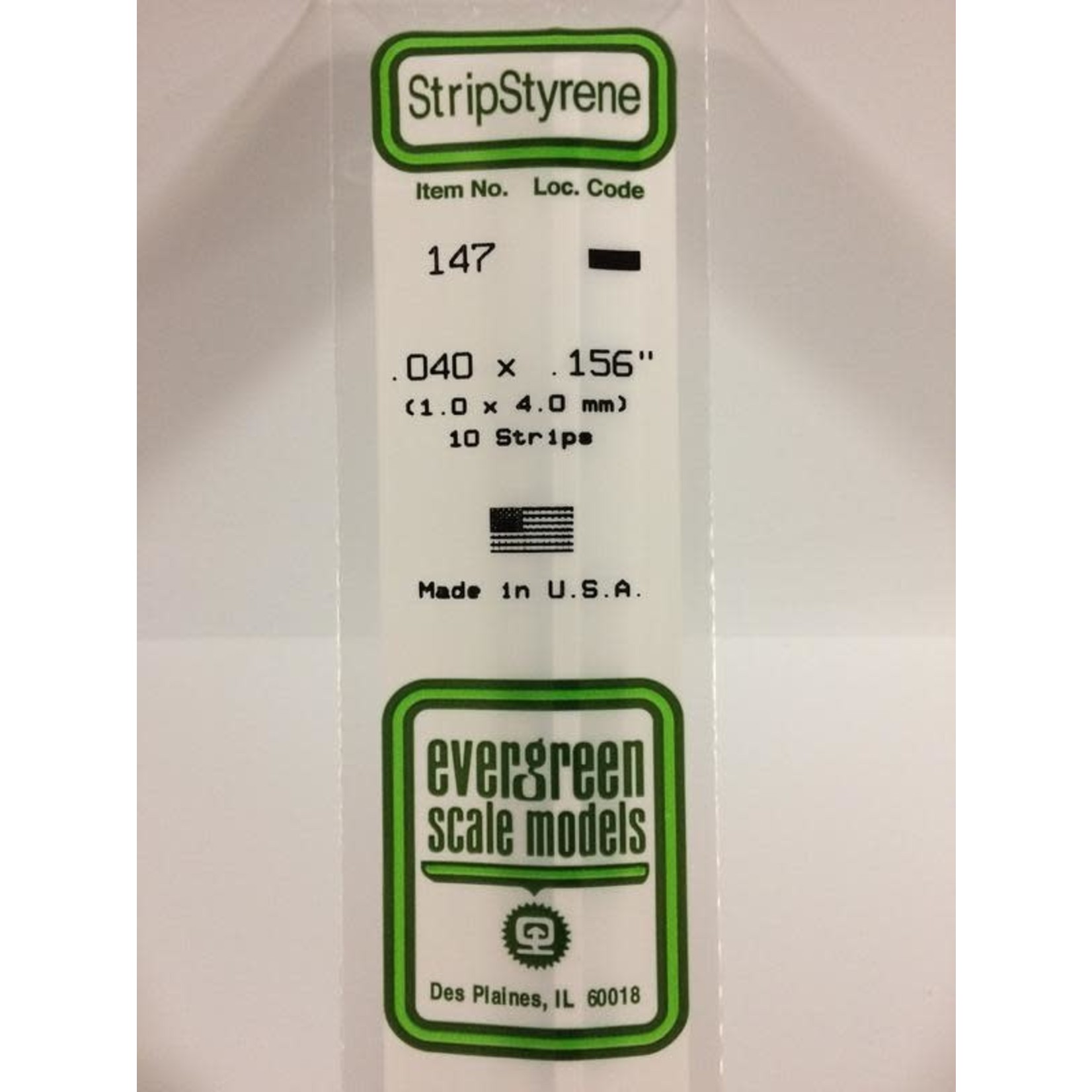 Evergreen Scale Models EVE147 Styrene .040x.156 Strip (10pc)