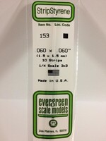 Evergreen Scale Models EVE153 Styrene .060x.060 Strip (10pc)