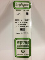 Evergreen Scale Models EVE164 Styrene .080x.080 Strip (9pc)