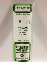 Evergreen Scale Models EVE286 Styrene 3/16'' H-Column (3pc)