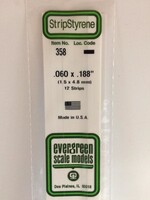 Evergreen Scale Models EVE358 Styrene .060x.188 Strip (12pc)