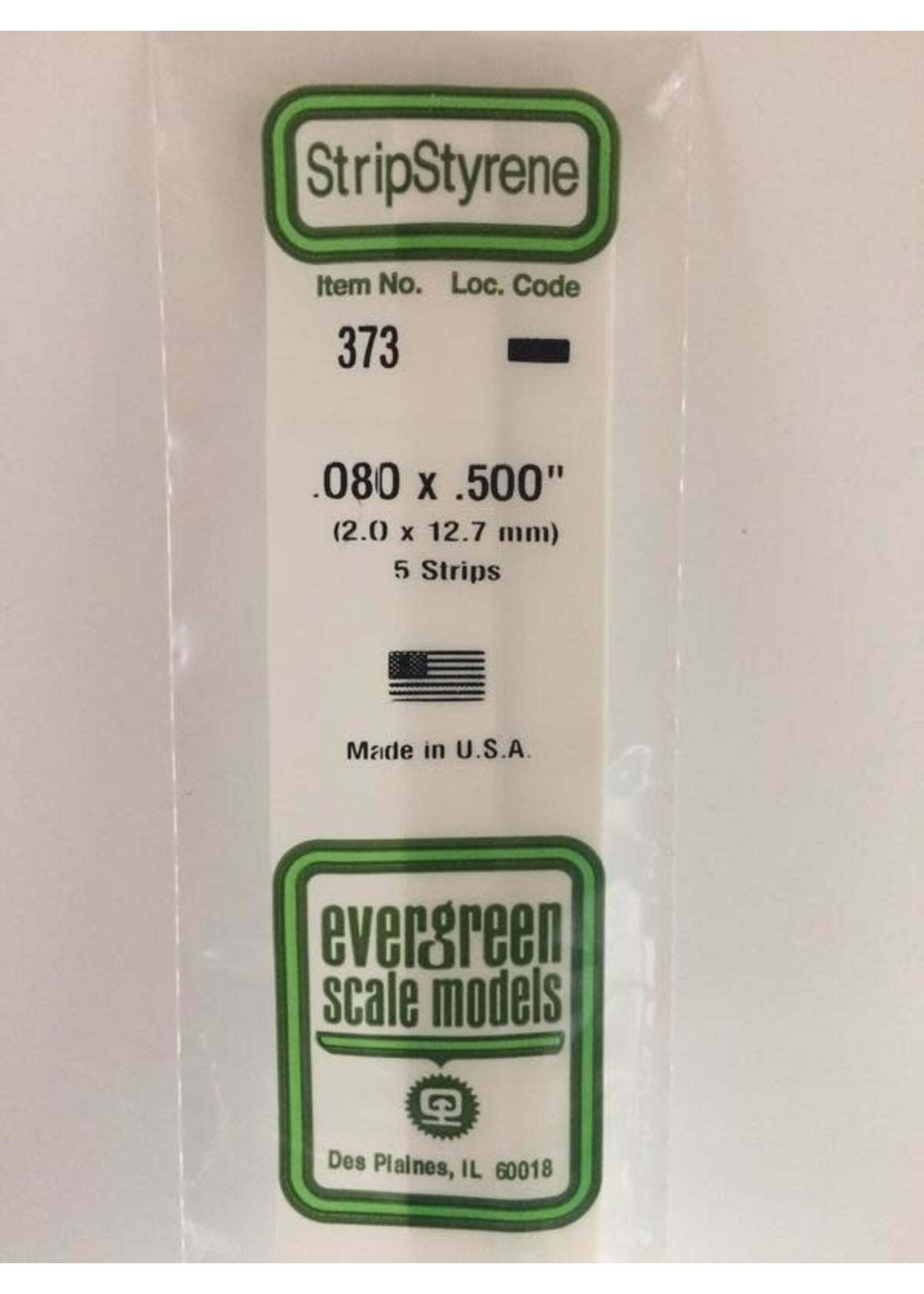 Evergreen Scale Models EVE373 Styrene .080x.500 Strip (5pc)
