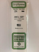 Evergreen Scale Models EVE374 Styrene .080x.625 Strip (4pc)