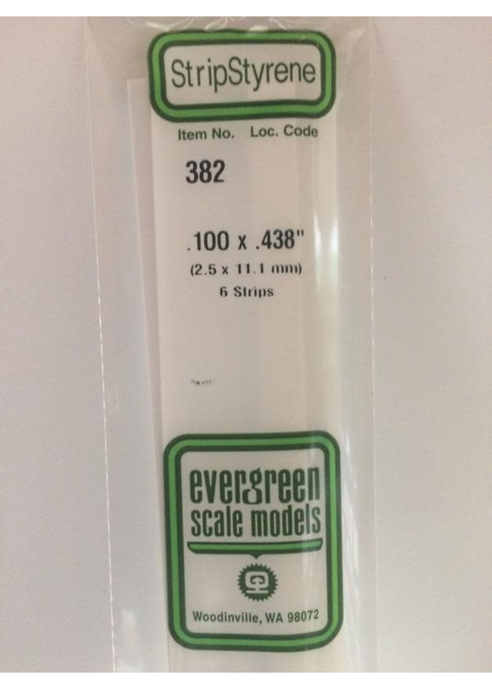 Evergreen Scale Models EVE382 Styrene .100x.438 Strip (6pc)