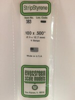 Evergreen Scale Models EVE383 Styrene .100x.500 Strip (5pc)