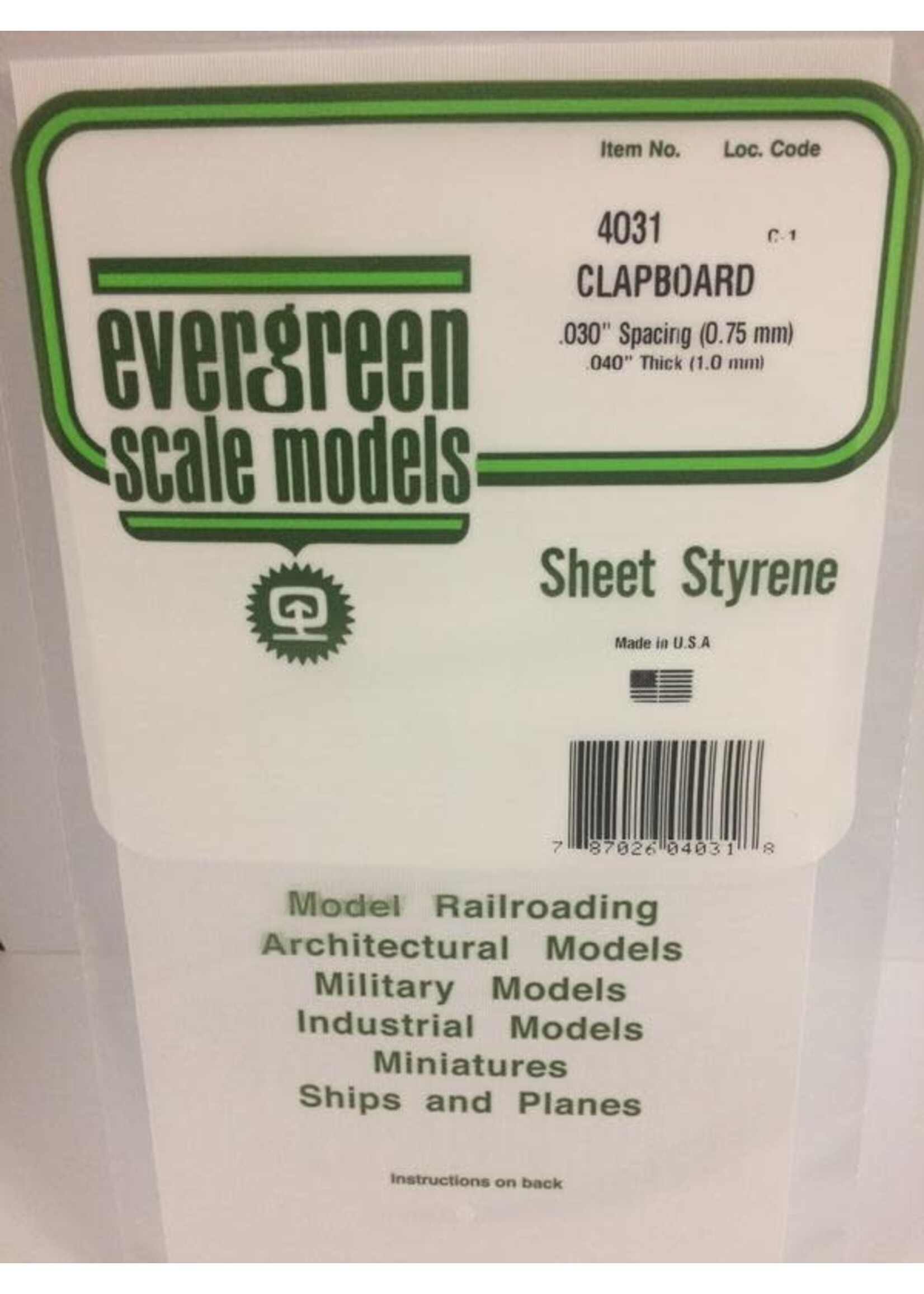 Evergreen Scale Models EVE4031 Styrene .030 Clapboard Sheet