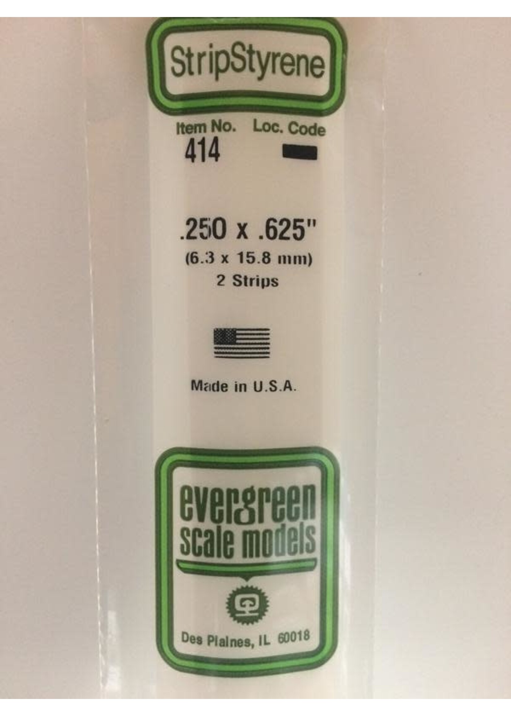 Evergreen Scale Models EVE414 Styrene .250x.625 Strip (2pc)