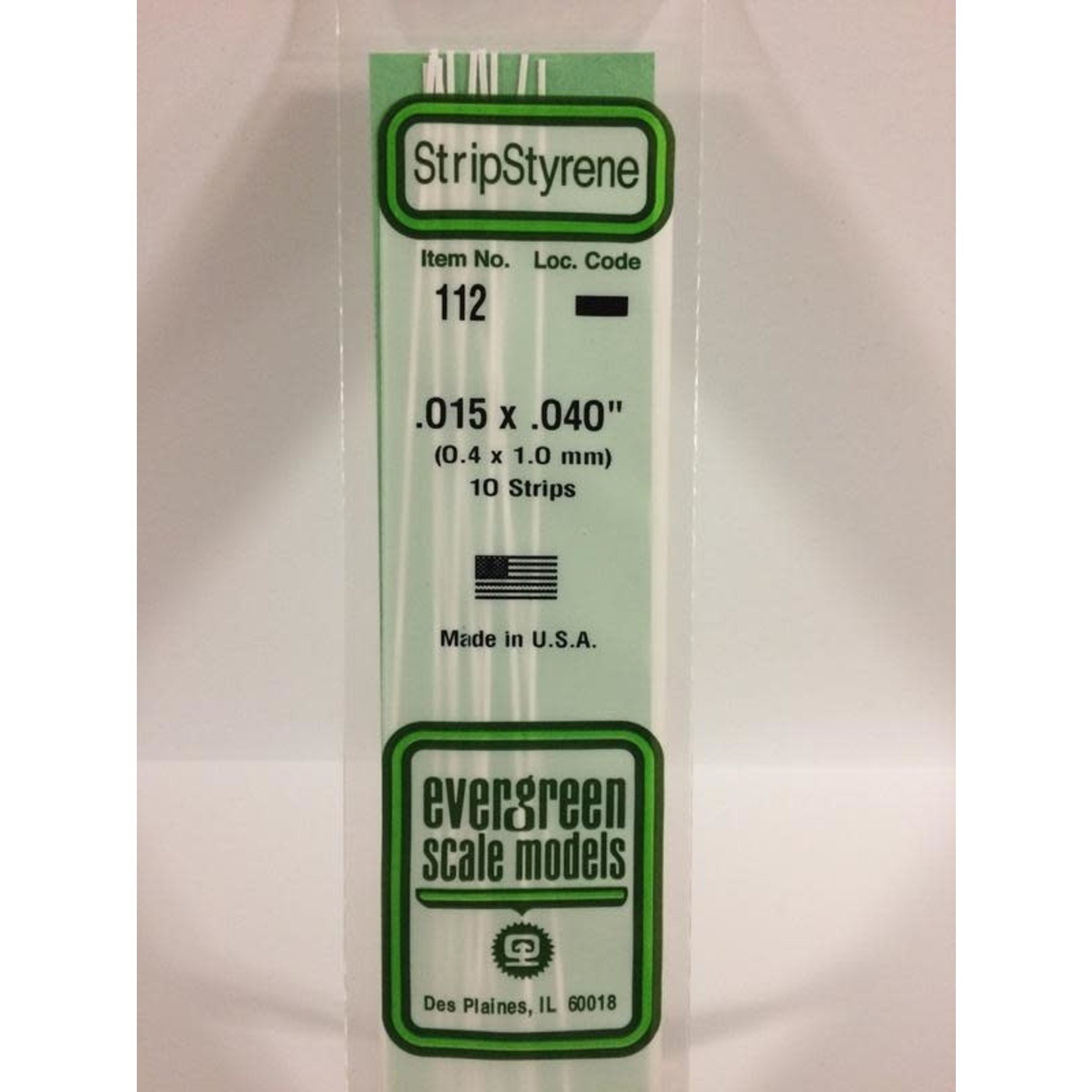 Evergreen Scale Models EVE112 Styrene .015x.040 Strip (10pc)