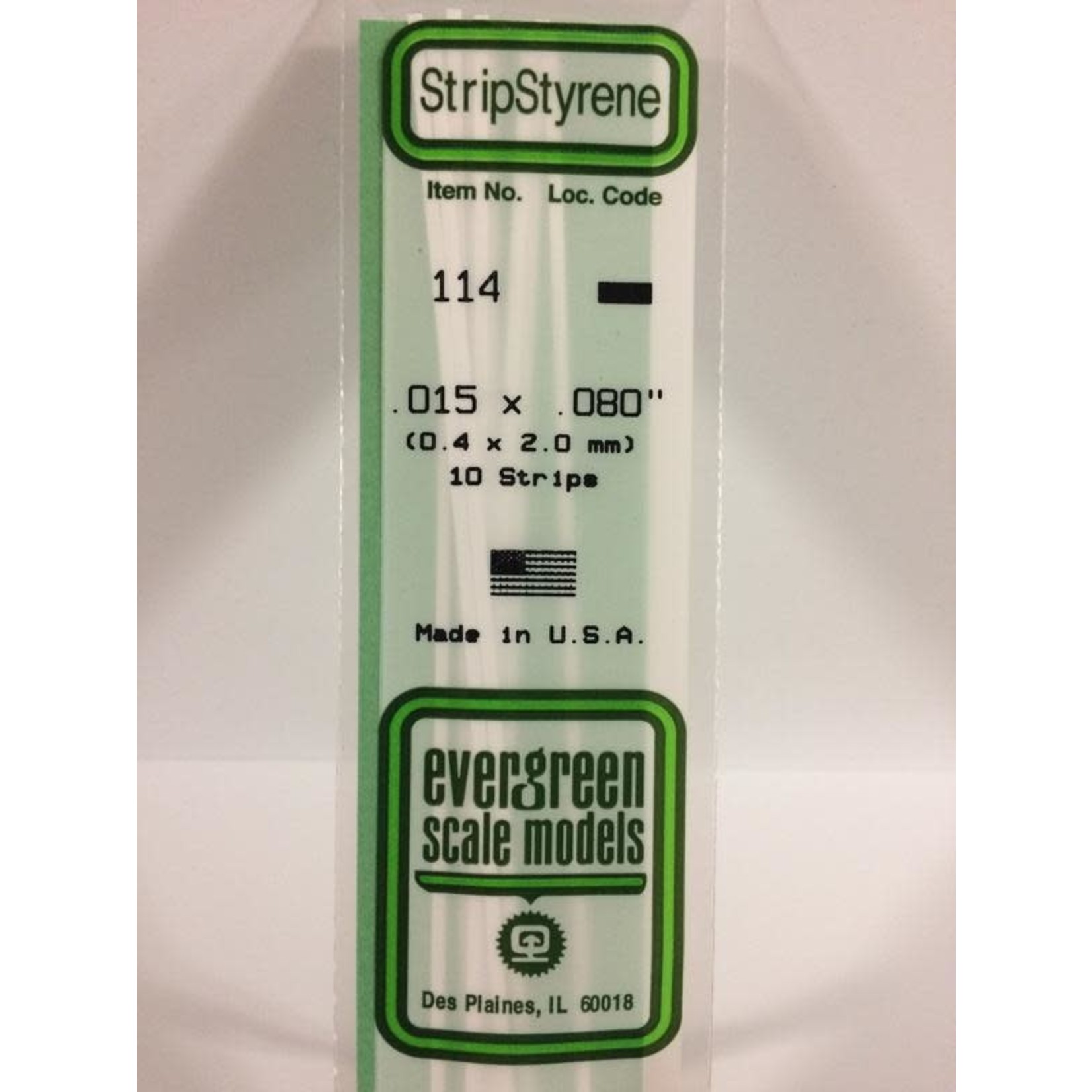 Evergreen Scale Models EVE114 Styrene .015x.080 Strip (10pc)