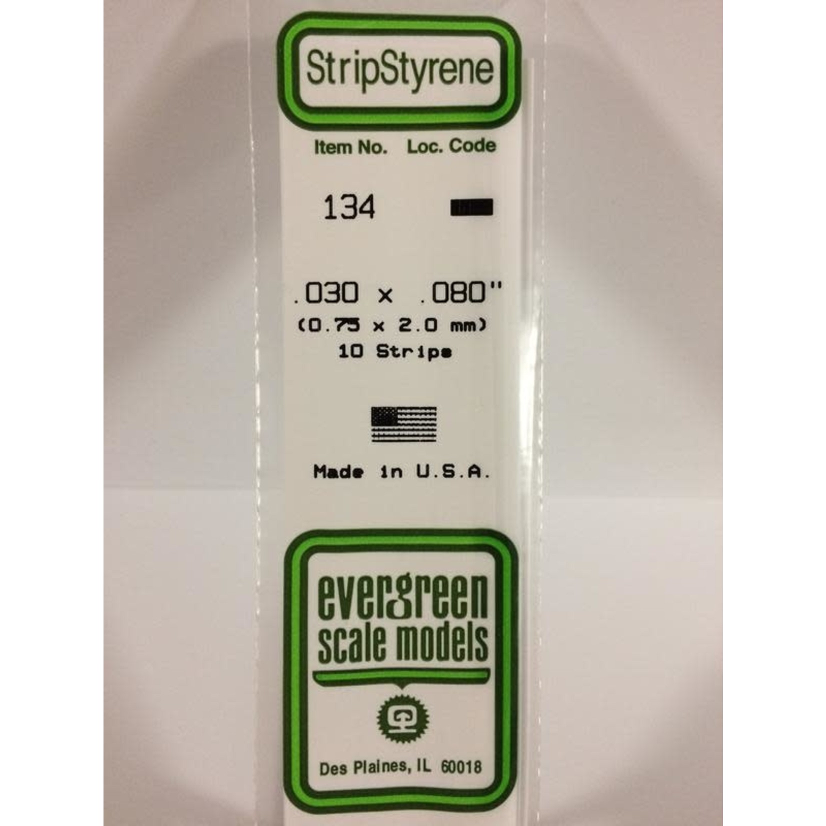 Evergreen Scale Models EVE134 Styrene .030x.080 in Strip (10pc)