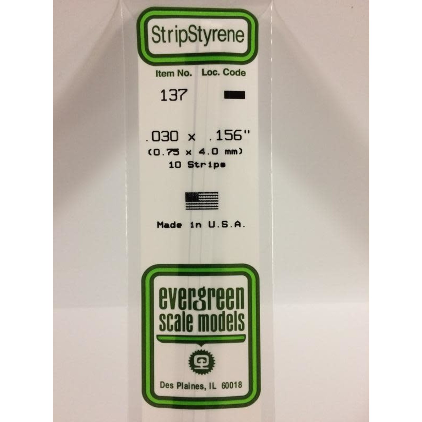 Evergreen Scale Models EVE137 Styrene .030x.156 Strip (10pc)