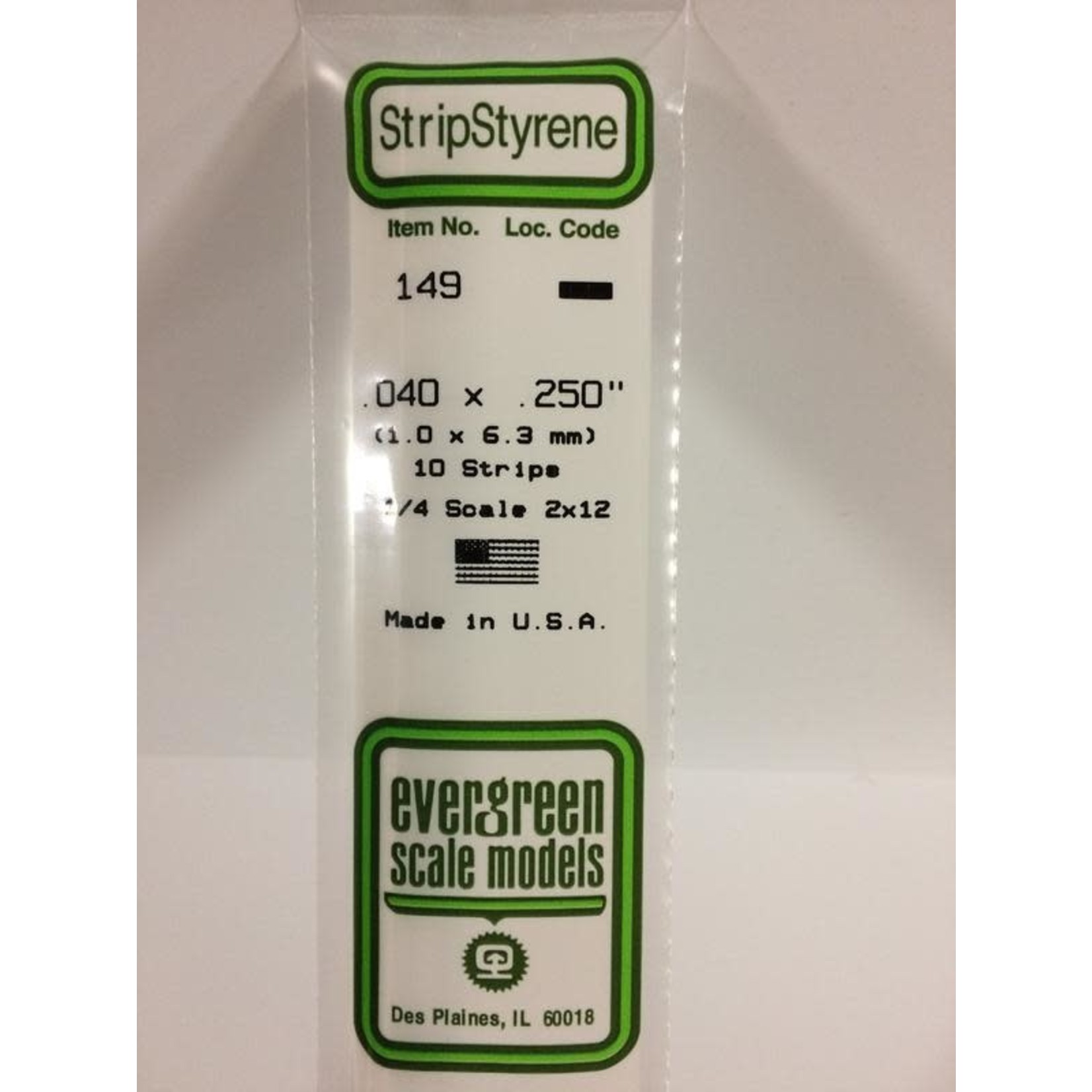 Evergreen Scale Models EVE149 Styrene .040x.250 Strip (10pc)