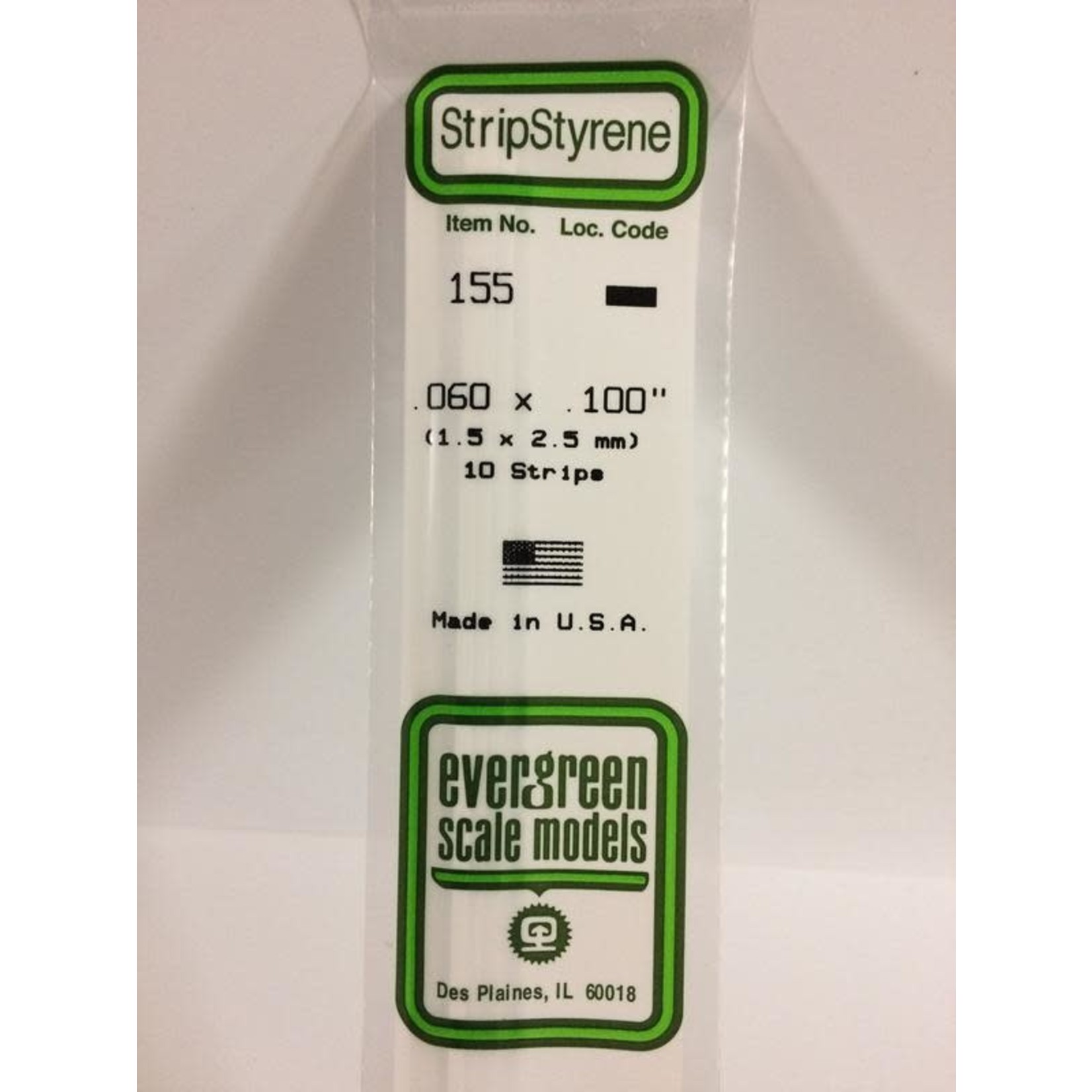 Evergreen Scale Models EVE155 Styrene .060x.100 Strip (10pc)