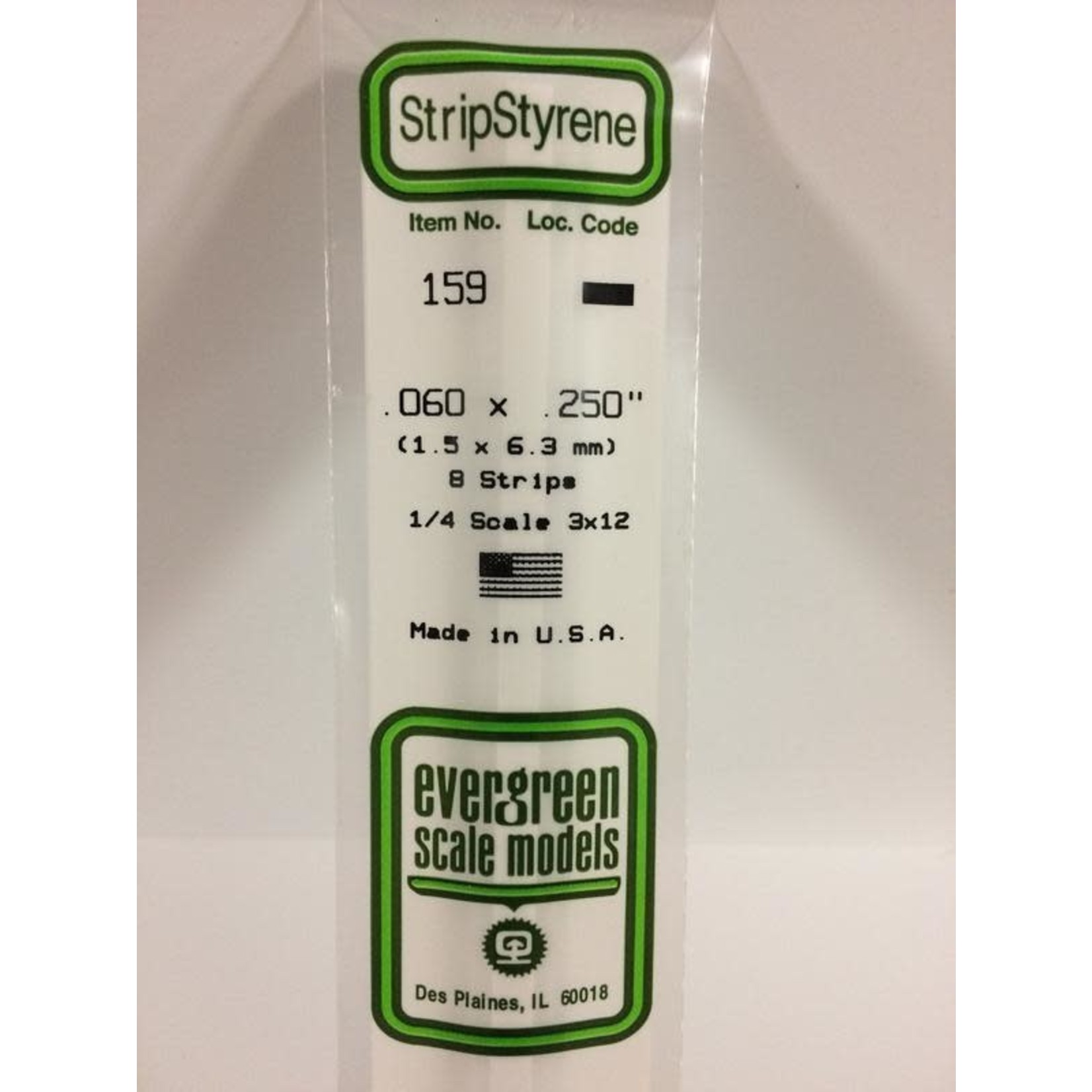 Evergreen Scale Models EVE159 Styrene .060x.250 Strip (8pc)