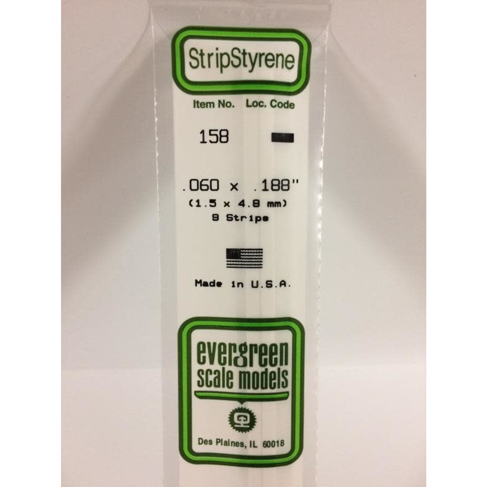 Evergreen Scale Models EVE158 Styrene .060x.188 Strip (9pc)