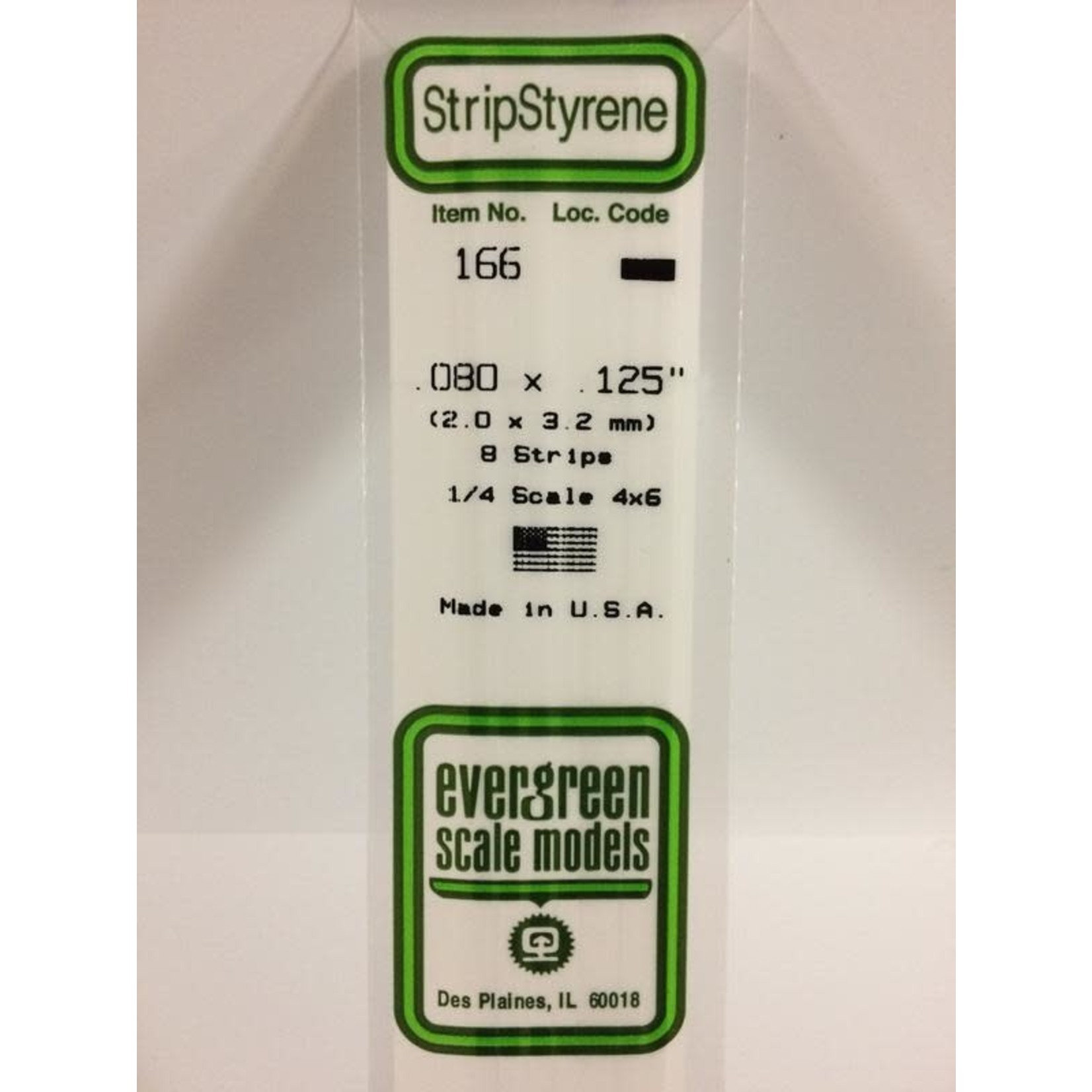 Evergreen Scale Models EVE166 Styrene .080x.125 Strip (8pc)