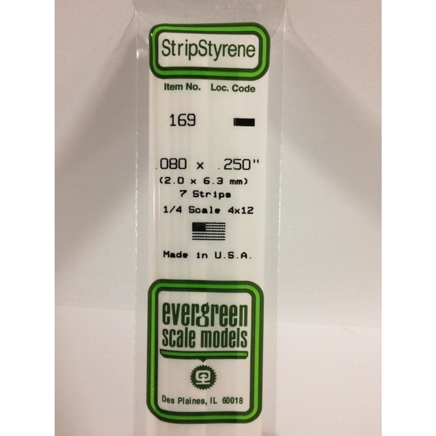 Evergreen Scale Models EVE169 Styrene .080x.250 Strip (7pc)