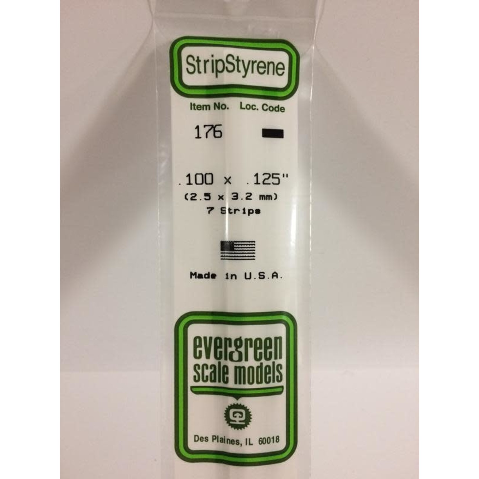 Evergreen Scale Models EVE176 Styrene .100x.125 Strip (7pc)