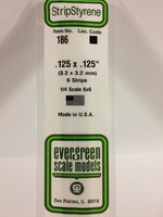 Evergreen Scale Models EVE186 Styrene .125x.125 Strip (6pc)