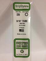 Evergreen Scale Models EVE226 Styrene 3/16'' Tube (4pc)