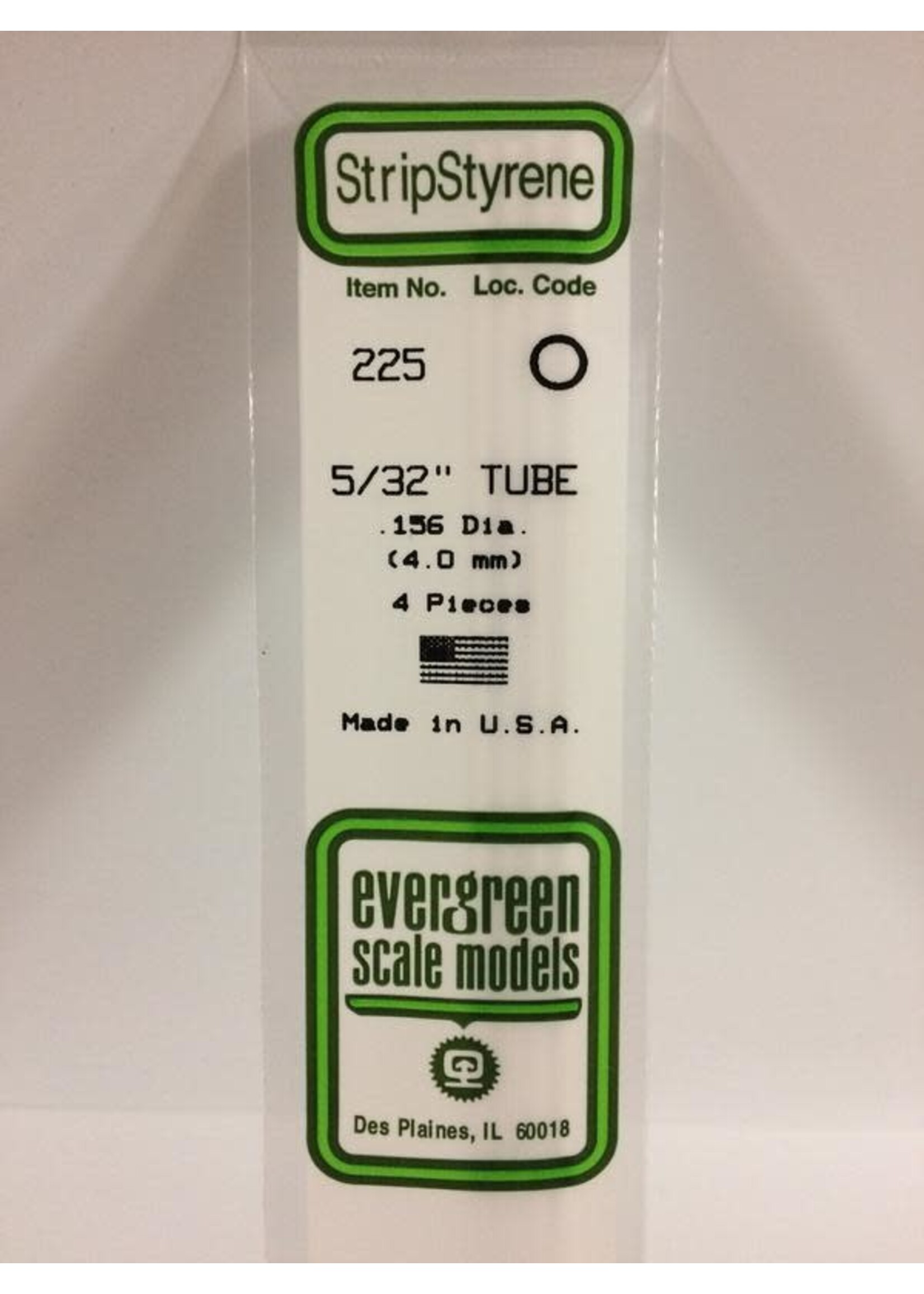 Evergreen Scale Models EVE225 Styrene 5/32 in Tube (4pc)