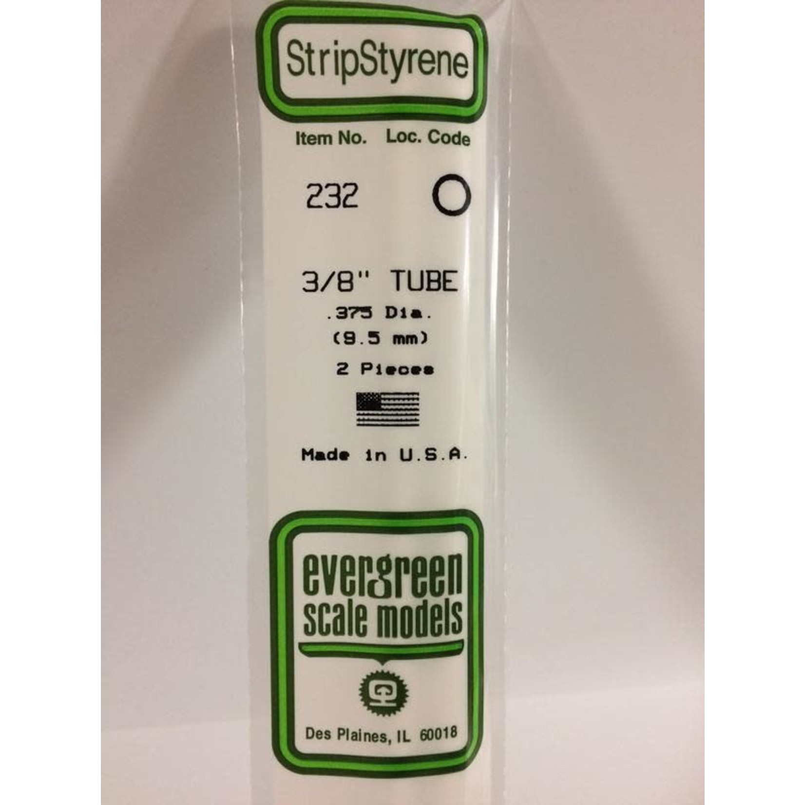 Evergreen Scale Models EVE232 Styrene 3/8 inch Tube (2pc)