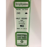 Evergreen Scale Models EVE240 Styrene .040 Half-Round (5pc)