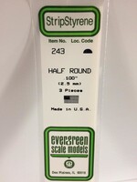 Evergreen Scale Models EVE243 Styrene .100 Half-Round (3pc)