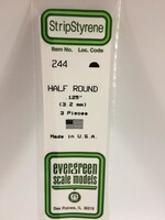 Evergreen Scale Models EVE244 Styrene .125 in Half-Round (3pc)