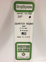 Evergreen Scale Models EVE247 Styrene .040 Quarter-Round (5pc)