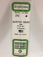 Evergreen Scale Models EVE250 Styrene .100 Quarter-Round (3pc)