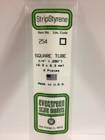 Evergreen Scale Models EVE254 Styrene 1/4 in Square Tube (2pc)