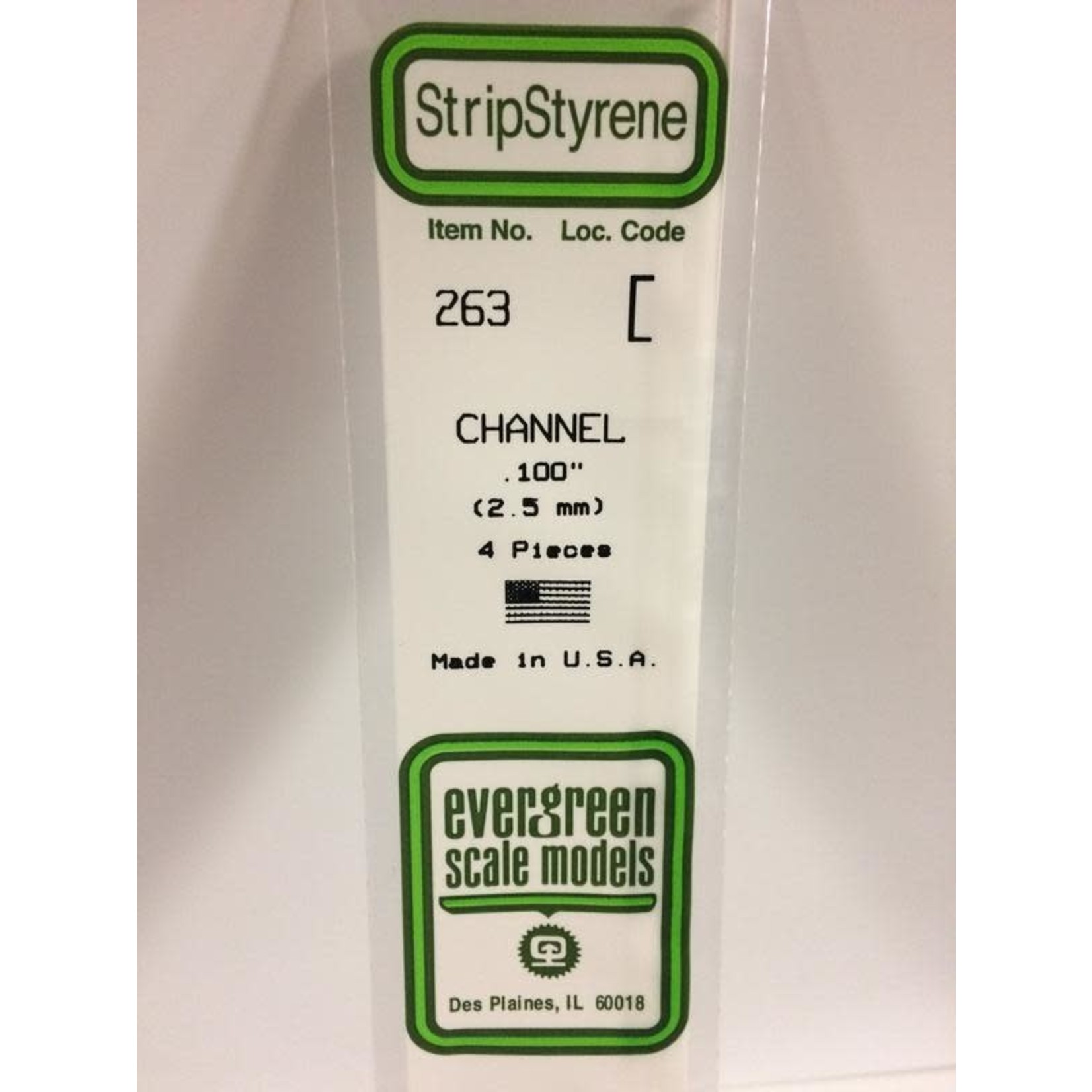 Evergreen Scale Models EVE263 Styrene .100 Channel (4pc)