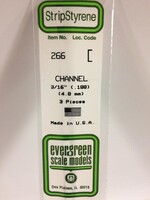 Evergreen Scale Models EVE266 Styrene 3/16'' Channel (3pc)