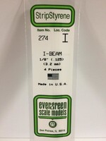 Evergreen Scale Models EVE274 Styrene 1/8'' I-Beam (4pc)