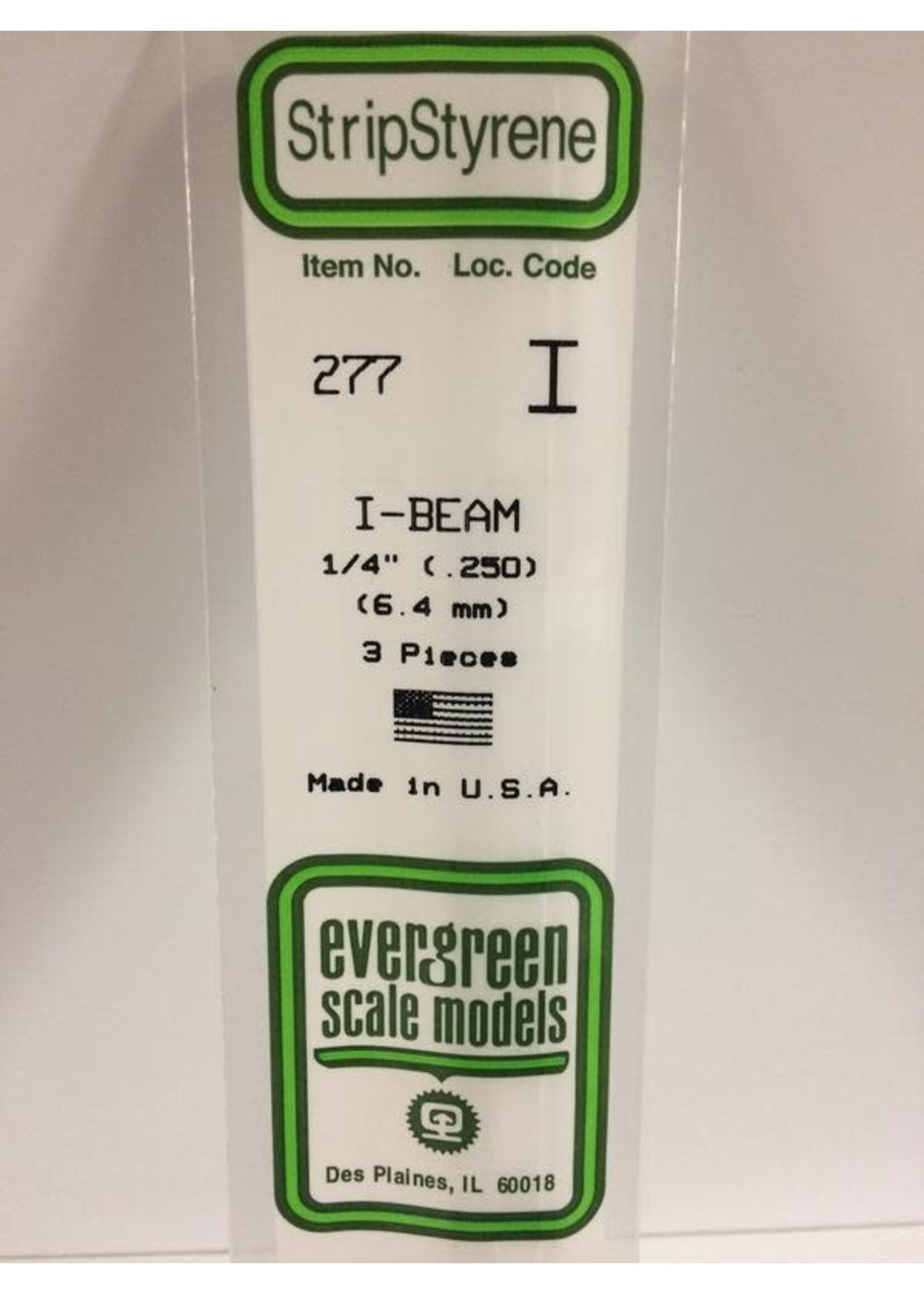 Evergreen Scale Models EVE277 Styrene 1/4'' I-Beam (3pc)