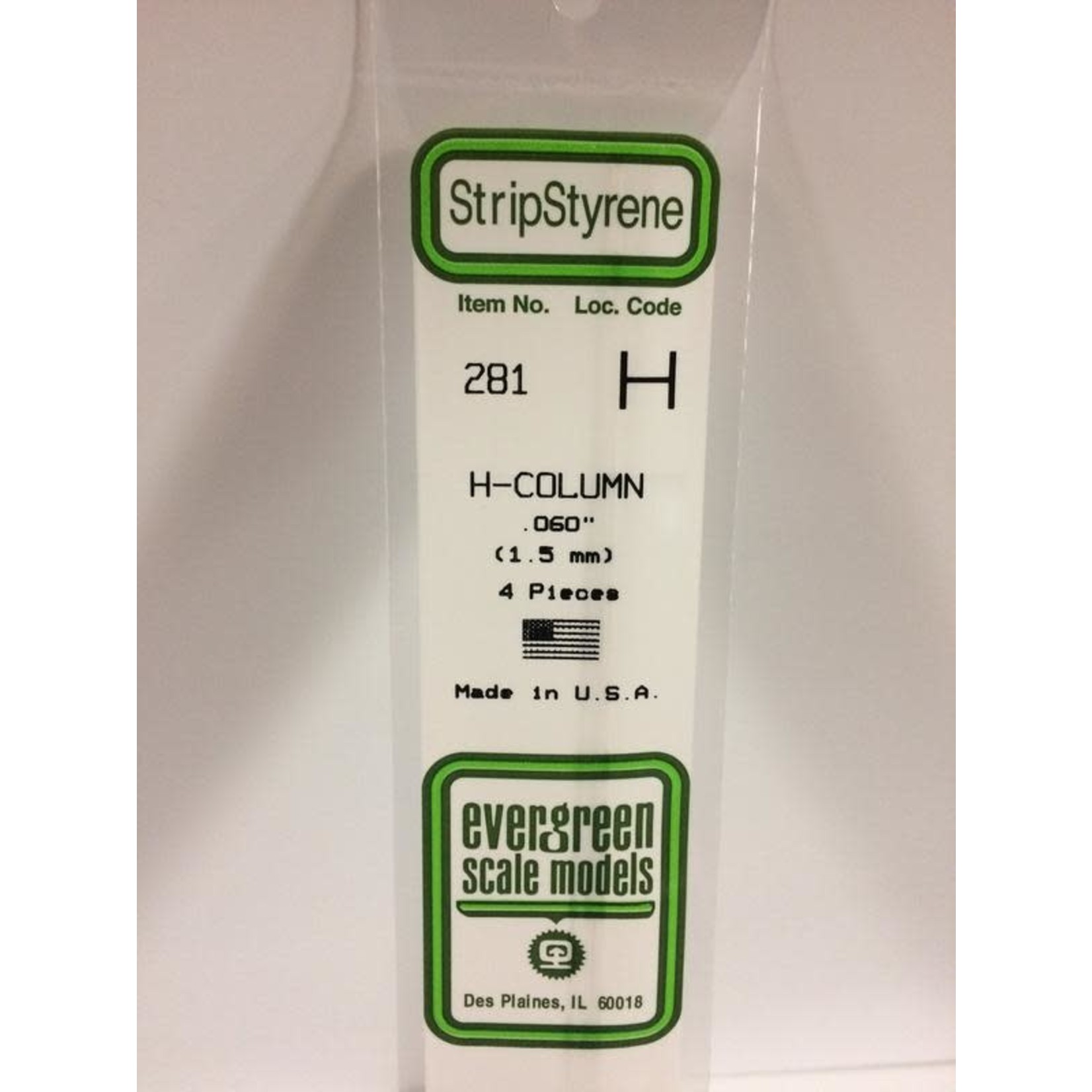 Evergreen Scale Models EVE281 Styrene .060 H-Column (4pc)