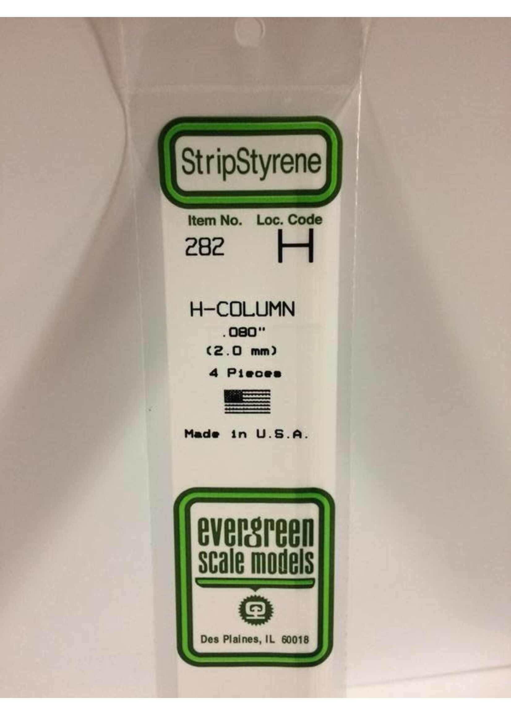 Evergreen Scale Models EVE282 Styrene .080 H-Column (4pc)