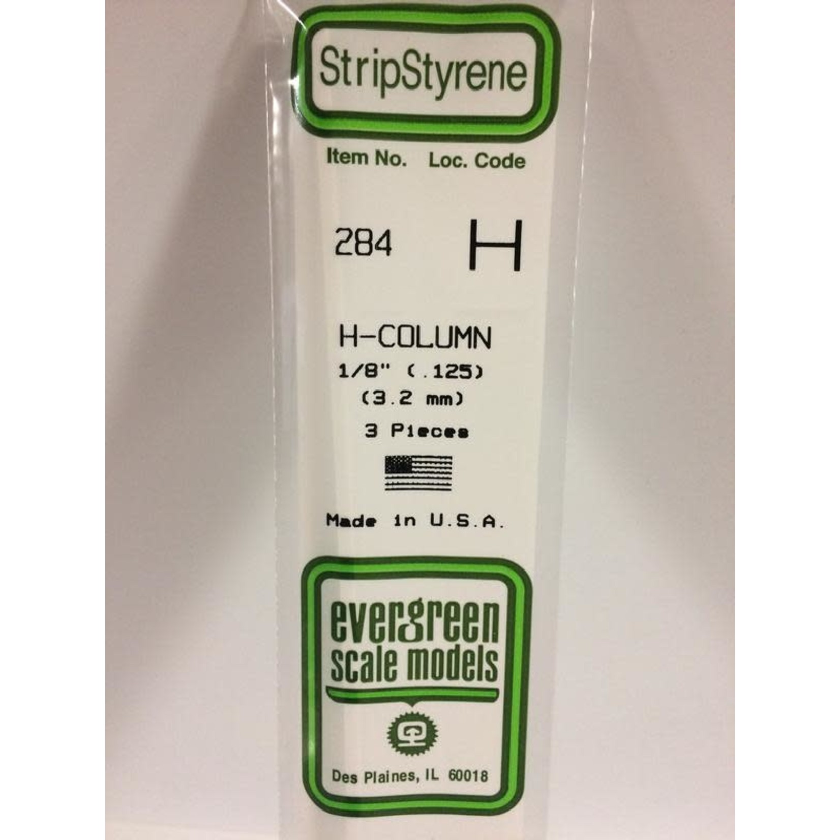 Evergreen Scale Models EVE284 Styrene 1/8'' H-Column (3pc)