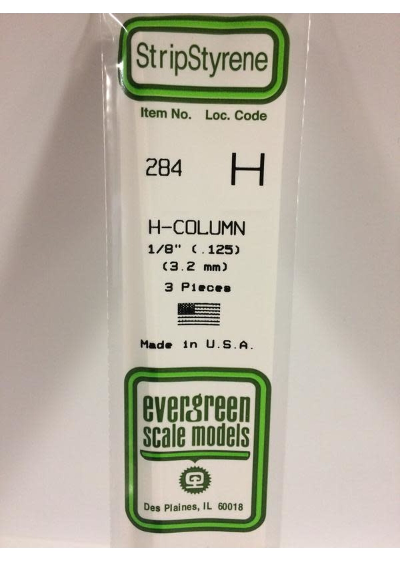 Evergreen Scale Models EVE284 Styrene 1/8'' H-Column (3pc)