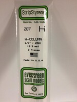 Evergreen Scale Models EVE287 Styrene 1/4'' H-Column (2pc)