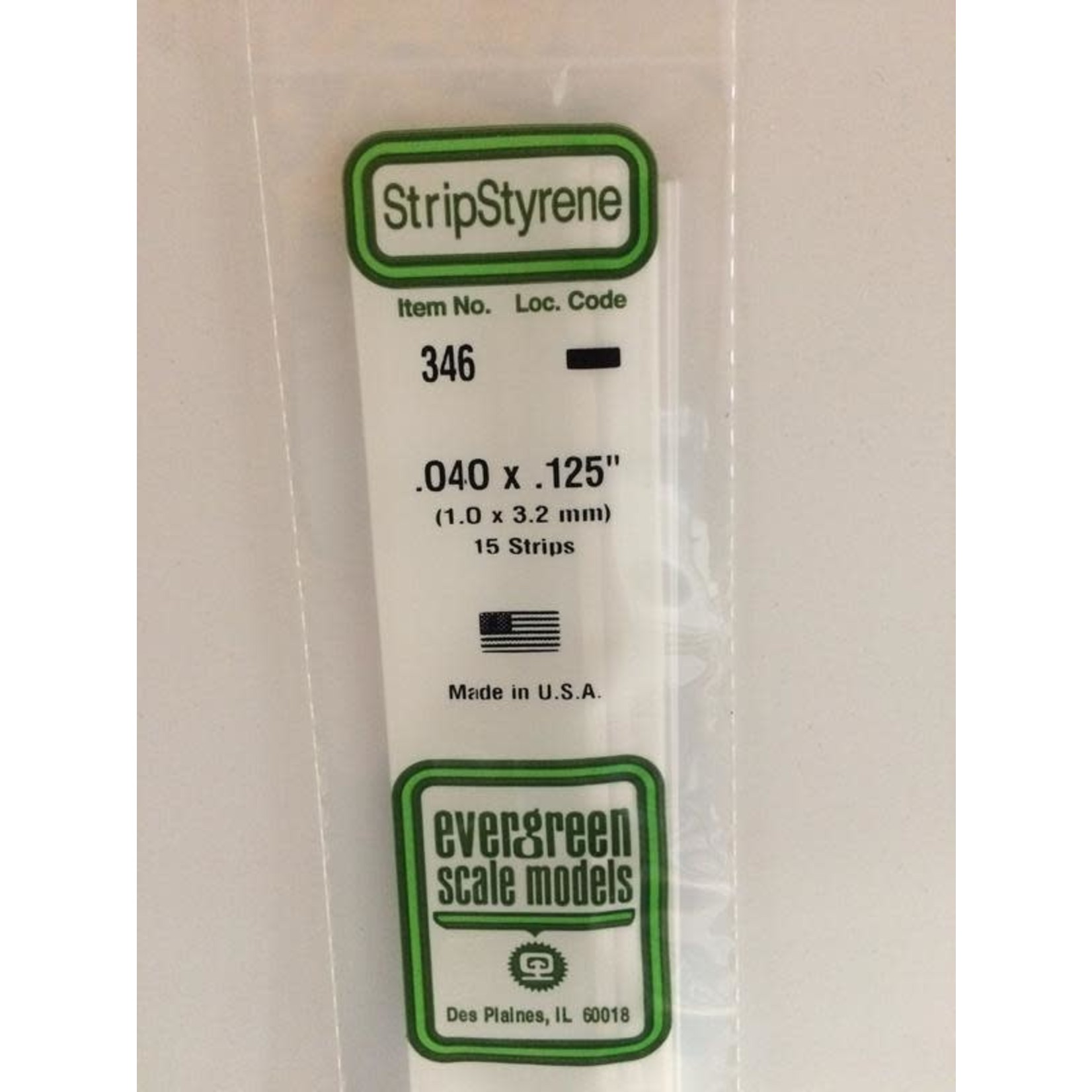 Evergreen Scale Models EVE346 Styrene .040x.125 Strip (15pc)