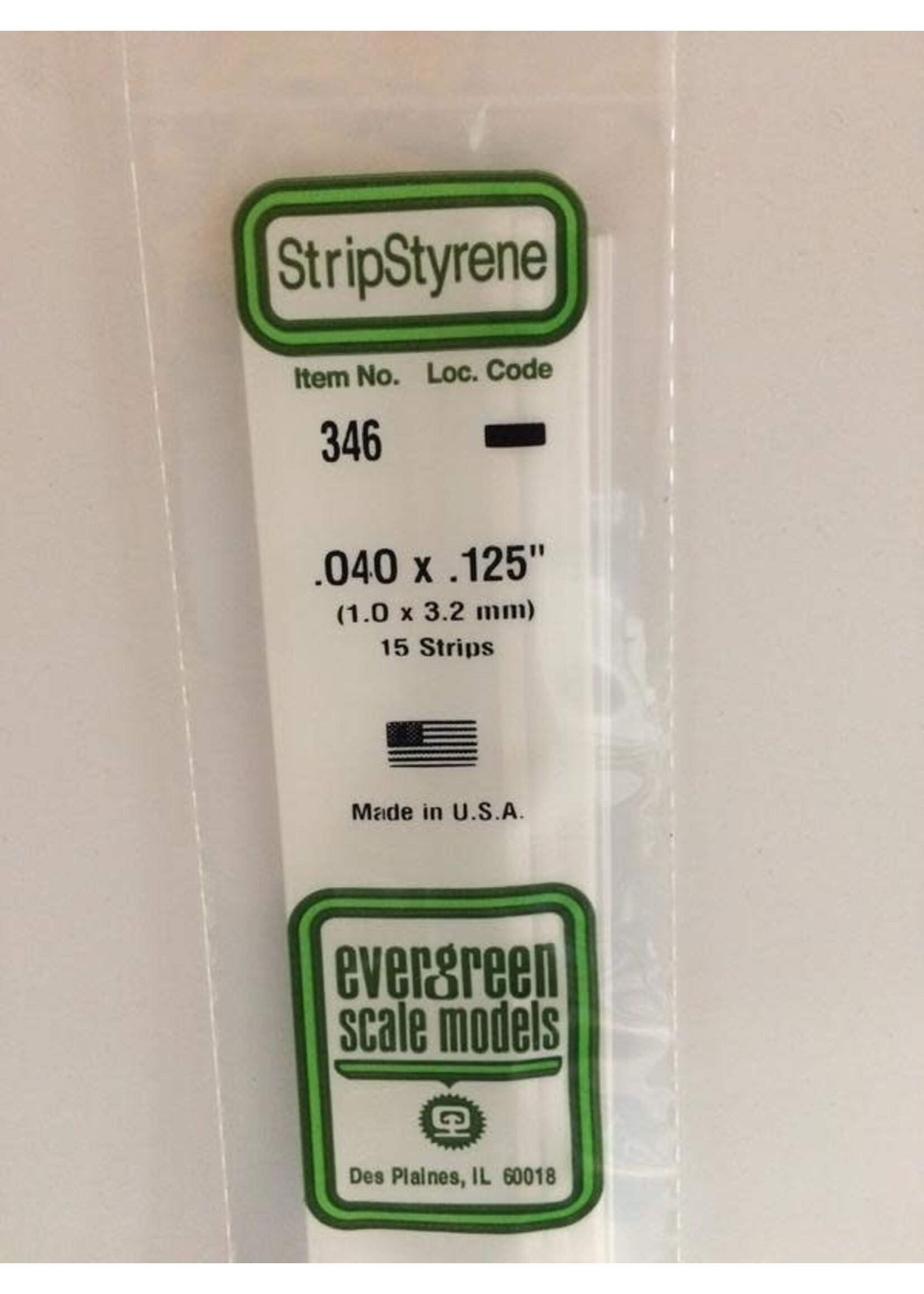 Evergreen Scale Models EVE346 Styrene .040x.125 Strip (15pc)
