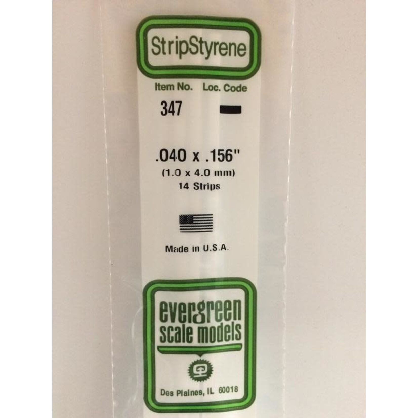 Evergreen Scale Models EVE347 Styrene .040x.156 in Strip (14pc)